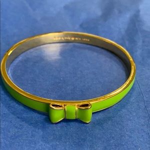 Kate Spade green enamel bow bangle bracelet